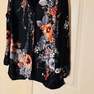 🖤🪩🖤 70s VINTAGE dagger collar Black Floral DISCO groovy Shirt 🖤 🪩 🖤